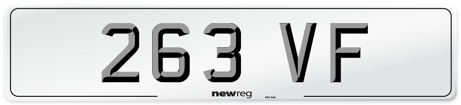 263 VF Number Plate from New Reg